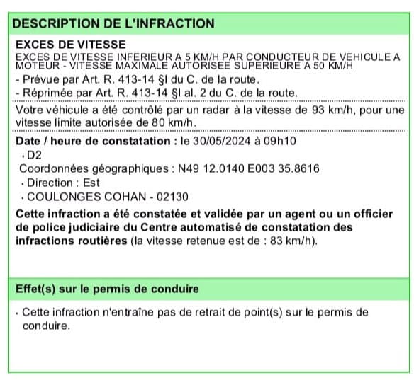 lieu infraction coordonnées géographiques