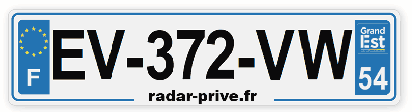 plaque immatriculation voiture radar EV-372-VW