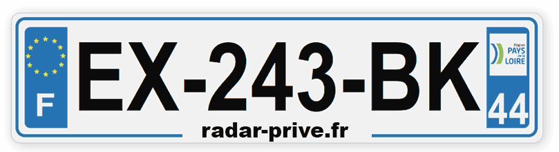 plaque immatriculation voiture radar EX-243-BK