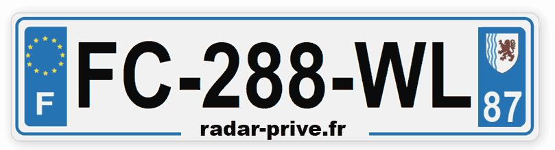 plaque immatriculation voiture radar FC-288-WL