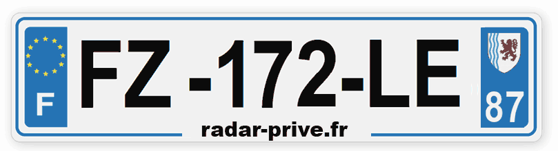 plaque immatriculation voiture radar FZ-172-LE