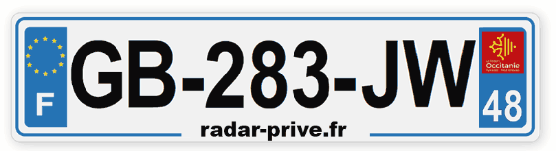 plaque immatriculation voiture radar GB-283-JW