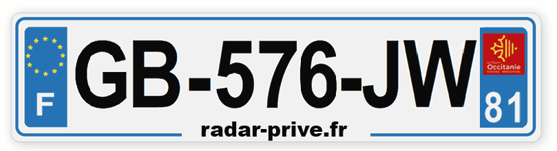 plaque immatriculation voiture radar GB-576-JW