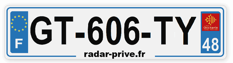 plaque immatriculation voiture radar GT-606-TY